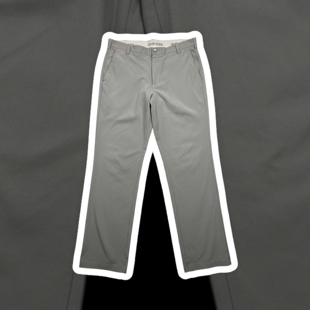 Adidas Golf Pants Mens Grey Flat Front Performance Trousers Distressed Ankles